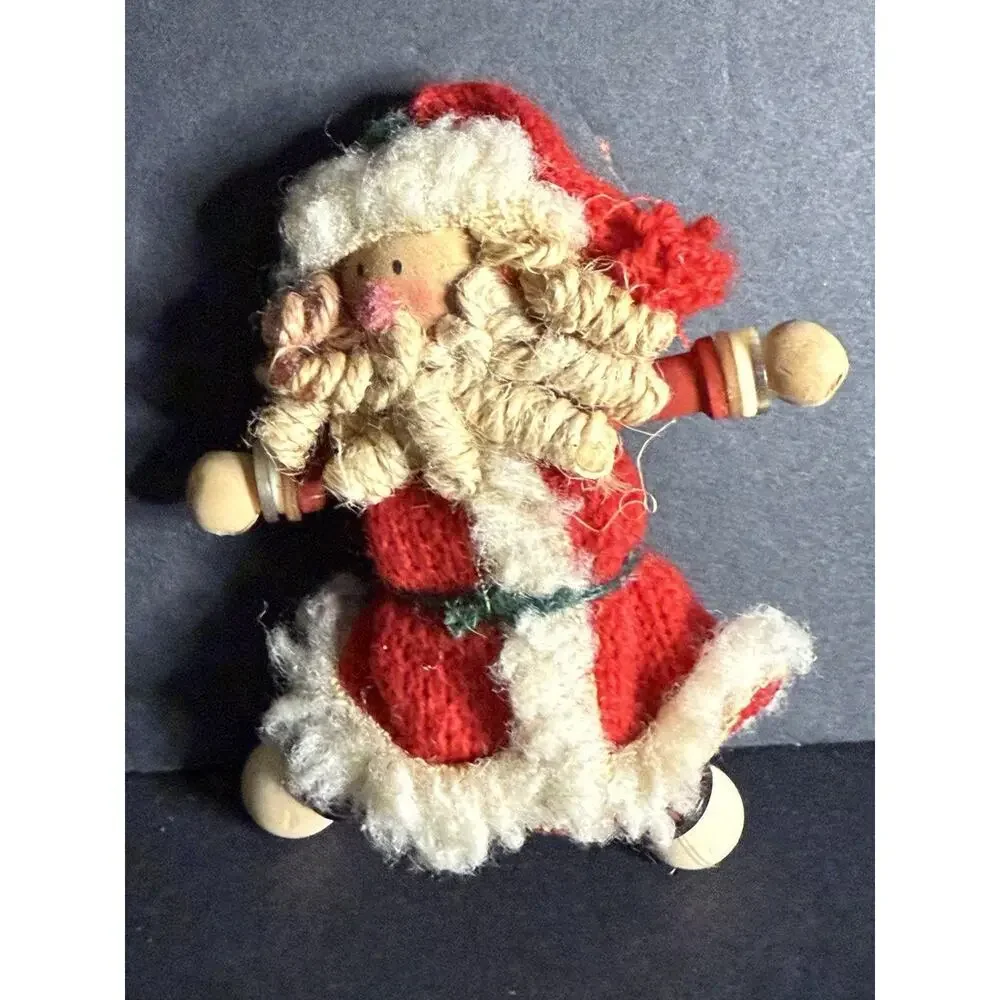 Vintage Santa Christmas Ornament Spool Button Rustic Farmhouse 4” Magnet